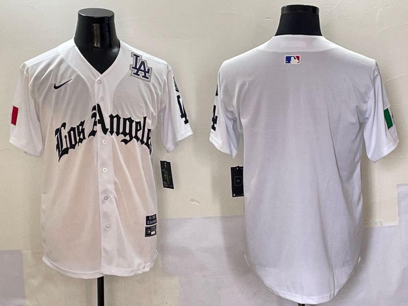 Men Los Angeles Dodgers Blank White Five generations Joint Name 2025 Nike MLB Jersey style 6